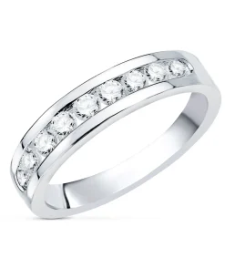 Alianza Oro Blanco 18K Diamantes 0.500 Qts.<Alda Joyeros New