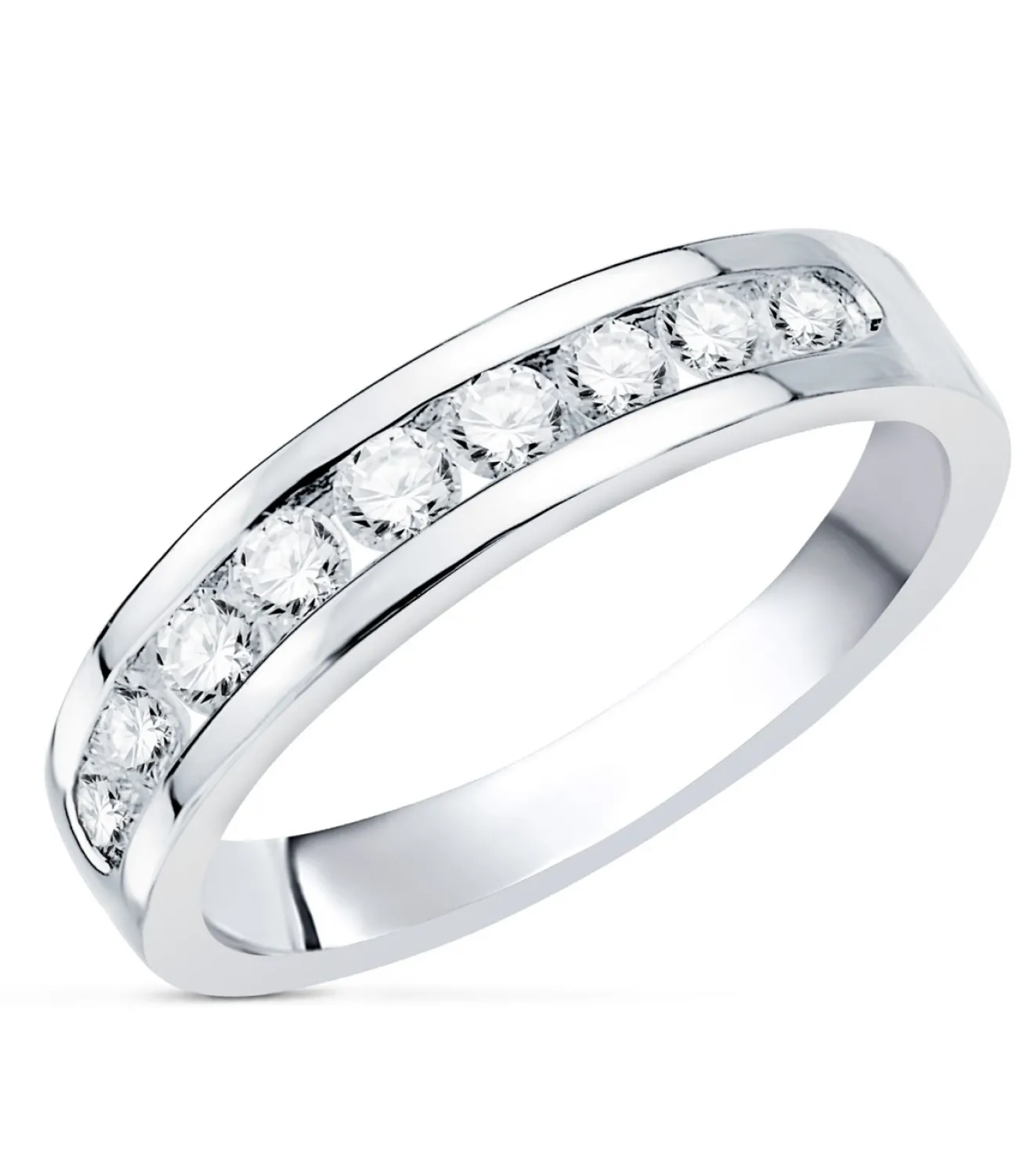Alianza Oro Blanco 18K Diamantes 0.500 Qts.<Alda Joyeros New