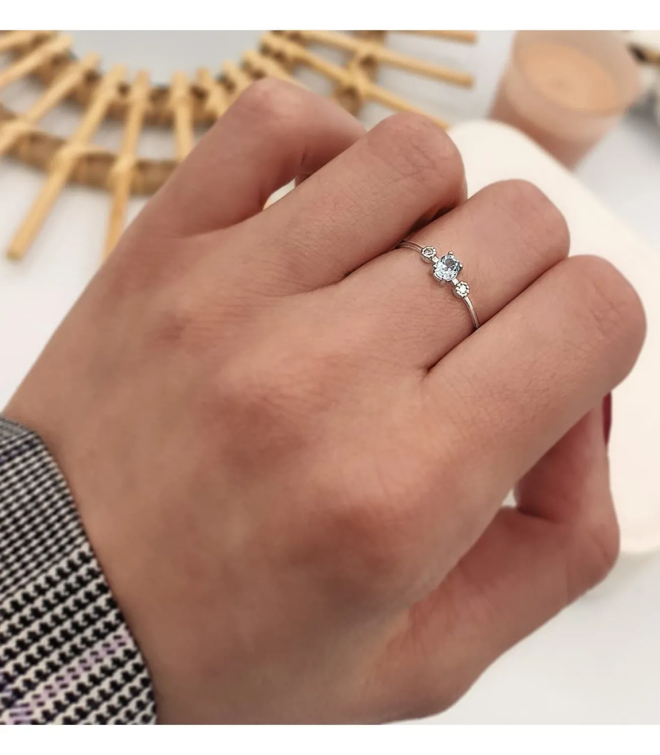 Anillo Bacall Oro Blanco 18K Aguamarina Y Diamantes<Alda Joyeros Outlet