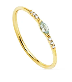 Anillo Bergman Oro 18K Diamantes 0.030 Qts. Aguamarina<Alda Joyeros Cheap