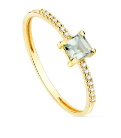 Anillo Loren Oro 18K Diamantes 0.070 Qts. Aguamarina<Alda Joyeros Cheap