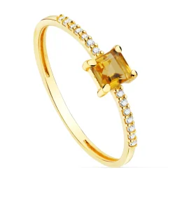 Anillo Loren Oro 18K Diamantes 0.070 Qts. Citrino<Alda Joyeros Outlet