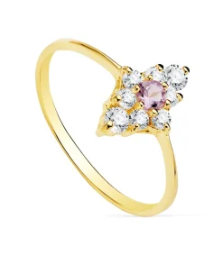 Anillo Mujer Oro Amarillo 18K Rombo Amatista<Alda Joyeros New