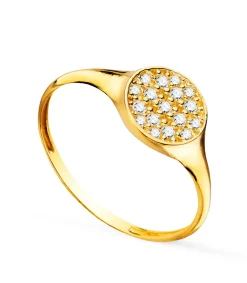 Anillo Sello Circonitas Oro 18K<Alda Joyeros Discount