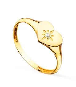 Anillo Sello Mujer Corazon Oro 18K<Alda Joyeros Discount