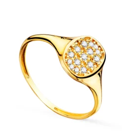 Anillo Sello Oval Circonitas Oro 18K<Alda Joyeros Store