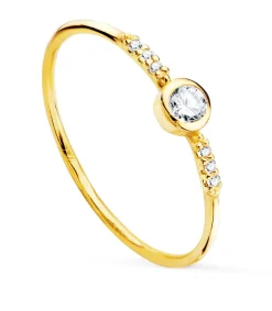 Anillo Solitario Oro Amarillo 18K Topacio Blanco<Alda Joyeros Clearance