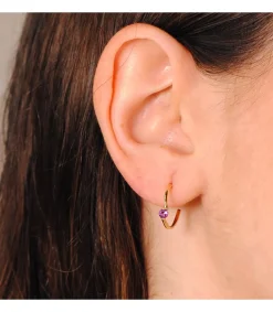 Aros Paradise Oro Amarillo 18K Curve Amatista<Alda Joyeros Sale