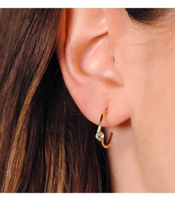 Aros Paradise Oro Amarillo 18K Curve Aguamarina<Alda Joyeros Store