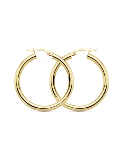 Aros Redondos Huecos Oro Amarillo 18 K 30X3 Mm<Alda Joyeros Shop