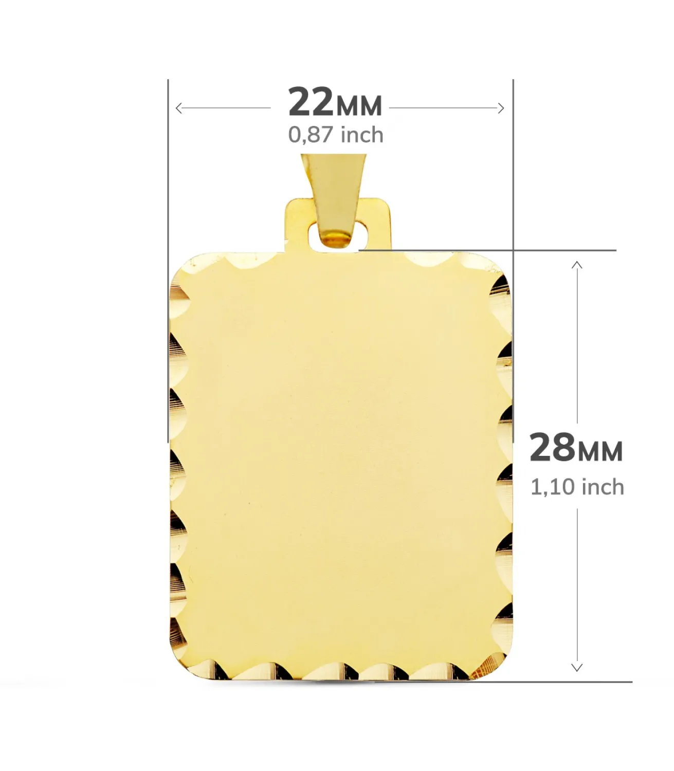 Chapa Colgante Rectangular Tallado Oro 18K 28 Mm<Alda Joyeros Clearance
