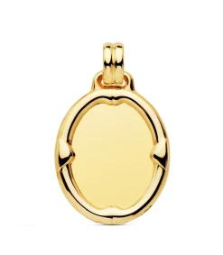 Chapa Oval Brillo Borde Oro 18K 26Mm<Alda Joyeros Online