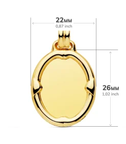 Chapa Oval Brillo Borde Oro 18K 26Mm<Alda Joyeros Online