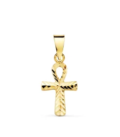 Colgante Cruz Egipcia Tallada Oro 18K 16Mm<Alda Joyeros Shop