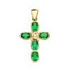Colgante Cruz Oro Amarillo 28Mm Esmeraldas Y Diamante<Alda Joyeros Shop