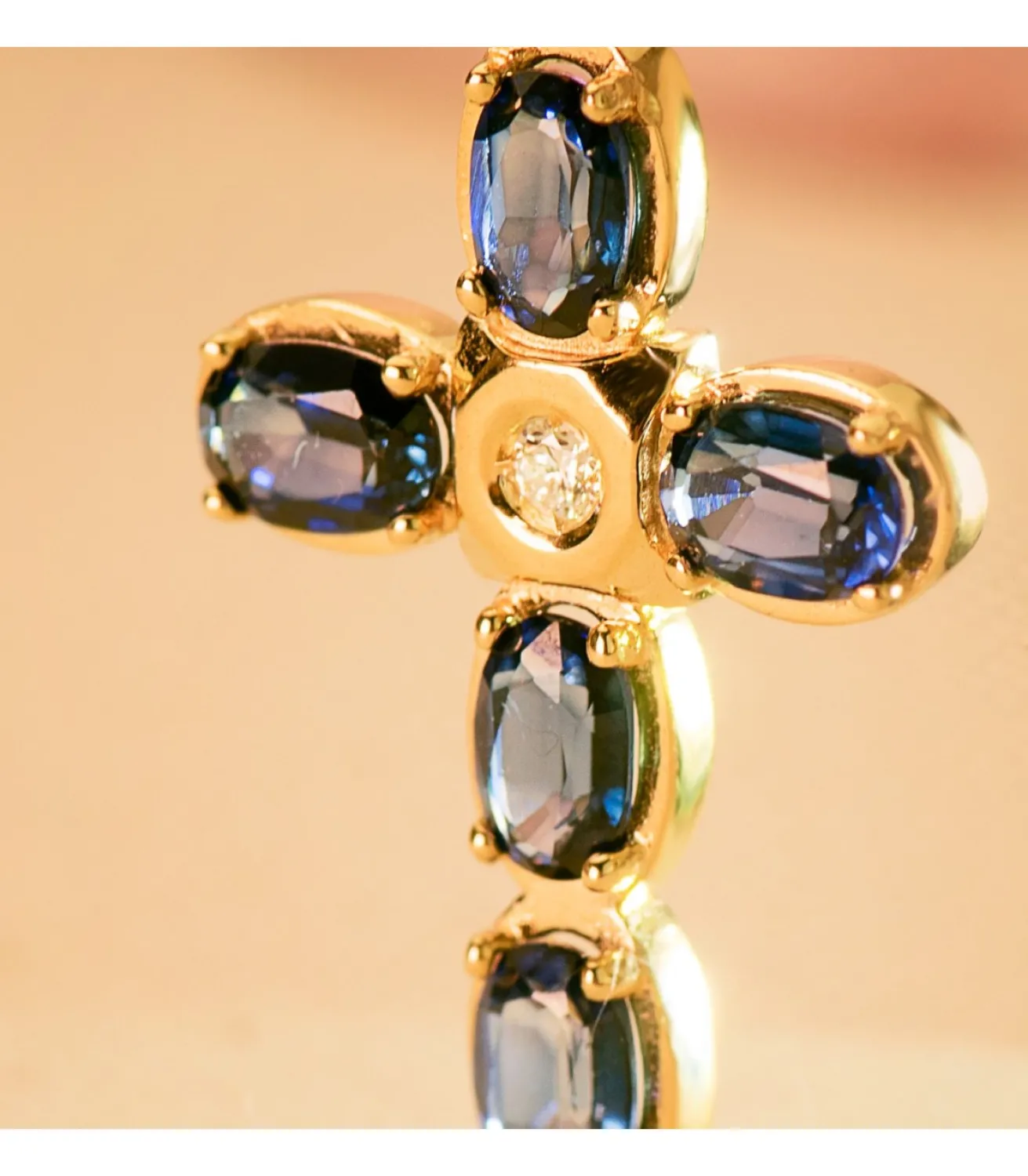 Colgante Cruz Oro Amarillo 28Mm Zafiros Y Diamante<Alda Joyeros Best
