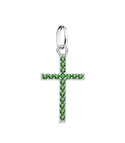 Colgante Cruz Oro Blanco 18K Verde<Alda Joyeros Hot