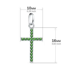 Colgante Cruz Oro Blanco 18K Verde<Alda Joyeros Hot