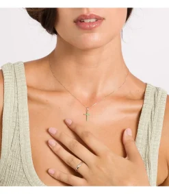 Colgante Cruz Oro Blanco 18K Verde<Alda Joyeros Hot
