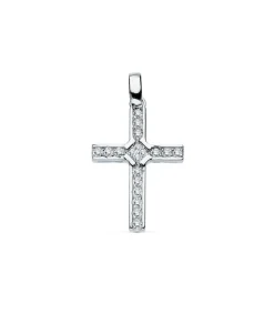 Colgante De Mujer Oro Blanco 18K Cruz Gemas I<Alda Joyeros Fashion