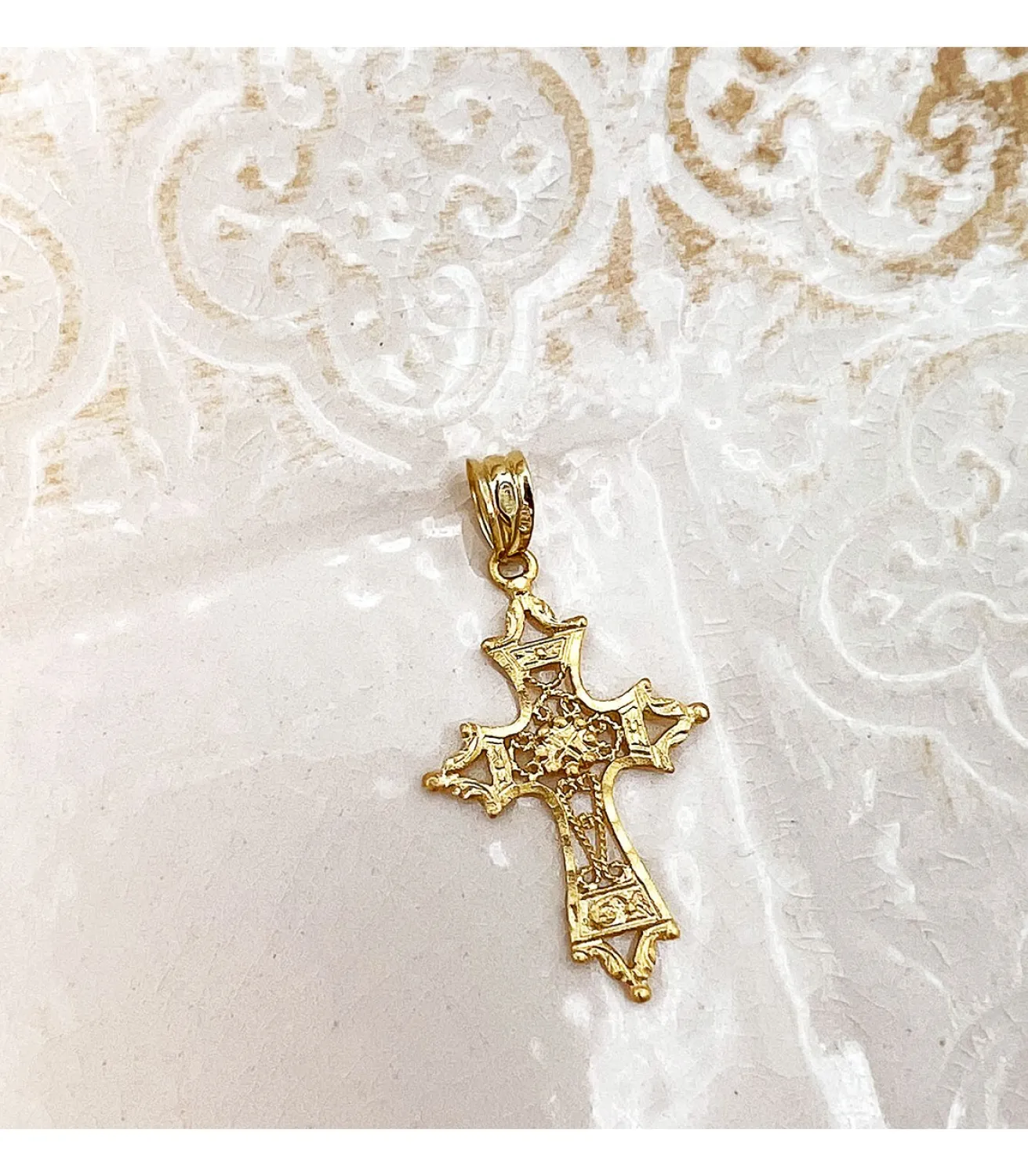 Colgante Oro 18K Cruz Filigrana 30 Mm<Alda Joyeros New
