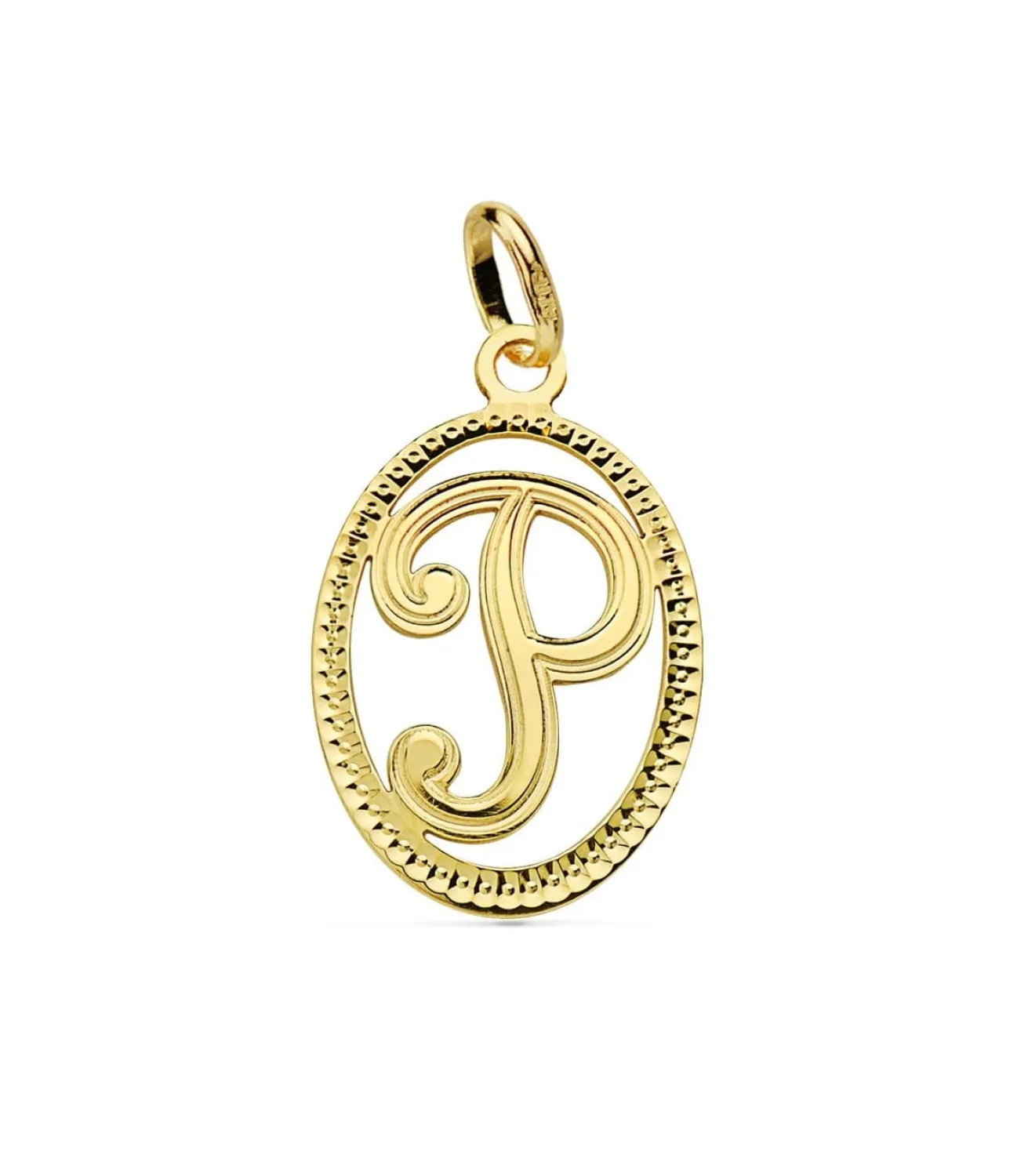 Colgante Tallado Letra P Oro Amarillo 18 K 18Mm<Alda Joyeros Shop
