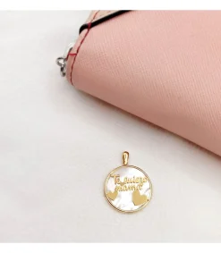 Colgante Te Quiero Mama Oro Amarillo 18K Nacar Y Corazones 20Mm<Alda Joyeros New