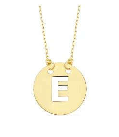 Collar Letra E Inicial Oro Amarillo 18K 42Cm<Alda Joyeros Shop