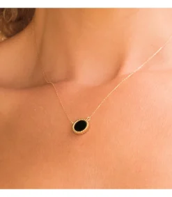 Collar Mujer Oro 18K Black Caviar Dot<Alda Joyeros Online