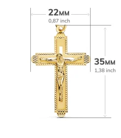 Cruz Calada Con Cristo Oro Amarillo 18 K<Alda Joyeros Shop