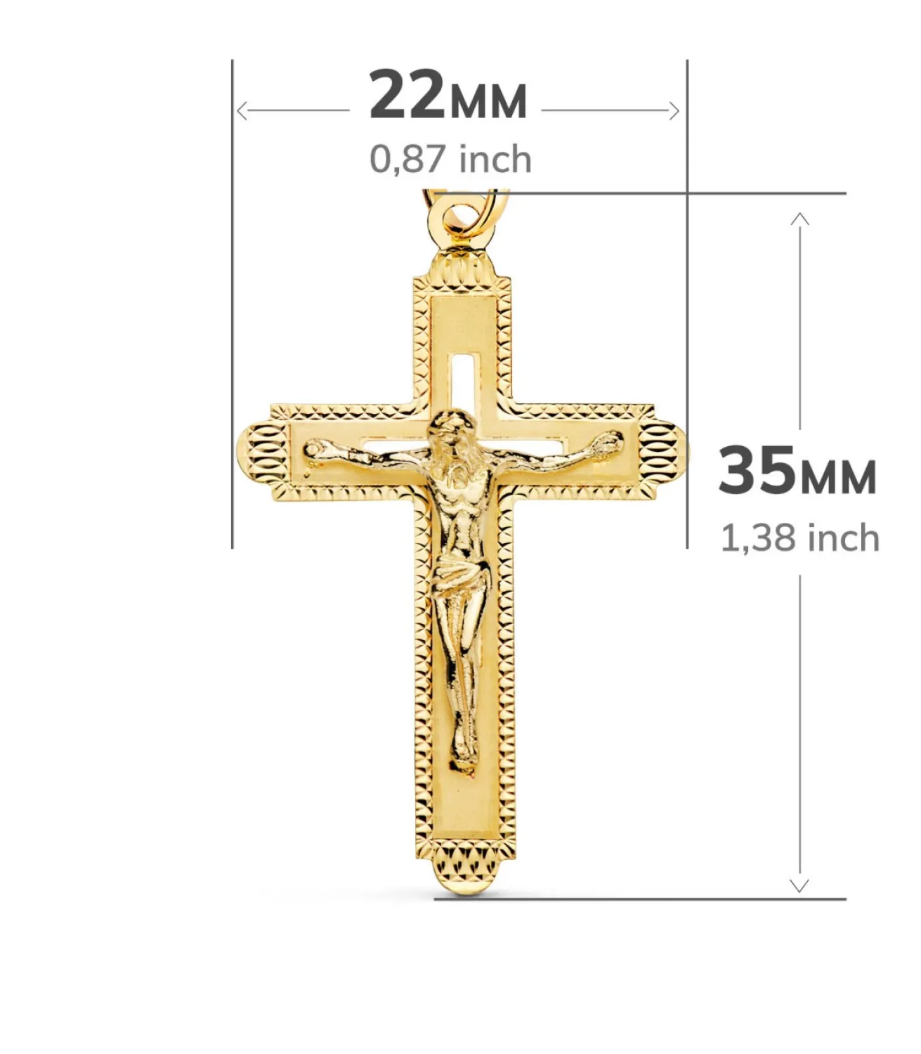 Cruz Calada Con Cristo Oro Amarillo 18 K<Alda Joyeros Shop