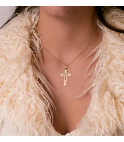 Cruz Calada Oro Amarillo 18 K<Alda Joyeros Hot