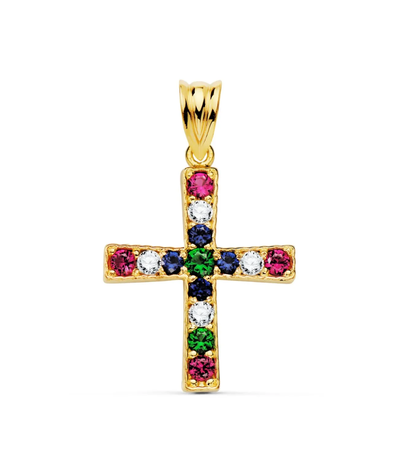 Cruz Circonitas Colores Oro Amarillo 18K<Alda Joyeros Hot
