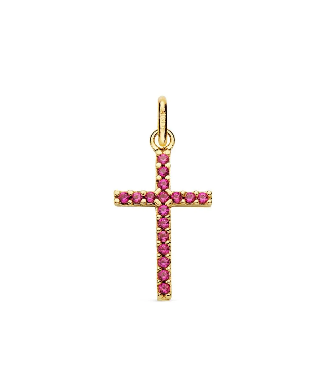 Cruz Circonitas Rosas 18 Ktes<Alda Joyeros Store