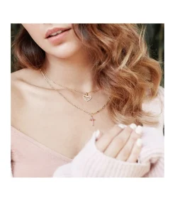 Cruz Circonitas Rosas 18 Ktes<Alda Joyeros Store