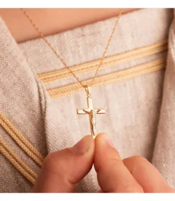 Cruz Cristo Palo Rectangular 18 Ktes 25Mm<Alda Joyeros Best Sale