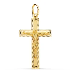 Cruz Cristo Plana Tallada Oro Amarillo 18 K<Alda Joyeros Fashion