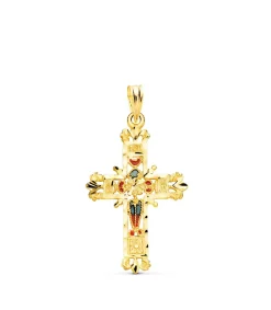 Cruz Filigrana Vidriera Oro Amarillo 18K 30Mm<Alda Joyeros Store