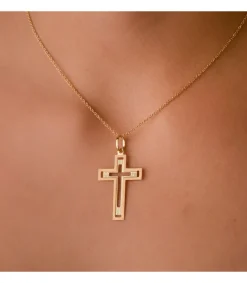 Cruz Oro 18 K Rectangular Calada<Alda Joyeros Clearance