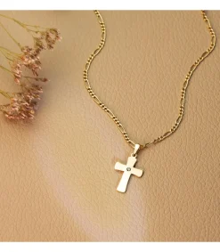 Cruz Plana Circonita Oro Amarillo 18 Kilates 20 Mm<Alda Joyeros Cheap