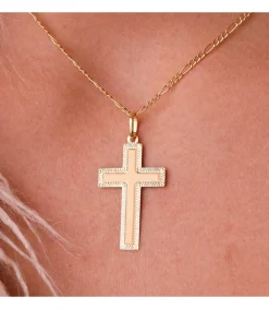 Cruz Rectangular Oro 18 Ktes Tallada<Alda Joyeros Sale