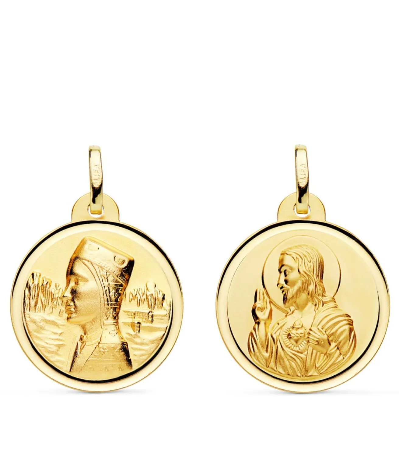 Escapulario Montserrat Y Corazon De Jesus Oro 18K 20Mm Bisel<Alda Joyeros New