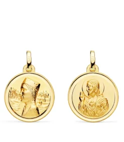 Escapulario Montserrat Y Corazon De Jesus Oro 18K 18Mm Bisel<Alda Joyeros Shop