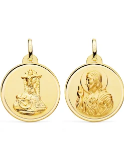 Escapulario V. De Las Angustias Y Corazon De Jesus Oro 18K 24 Mm Bisel<Alda Joyeros Fashion