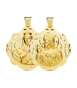 Escapulario V. Del Carmen Y Corazon De Jesus Oro 18K 42Mm<Alda Joyeros Shop