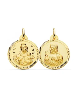 Escapulario Virgen Carmen Y Corazon Jesus Medalla Oro 18K Helice 24 Mm<Alda Joyeros Online