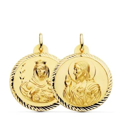 Escapulario Virgen Carmen Y Corazon Jesus Medalla Oro 18K Helice 30 Mm<Alda Joyeros New