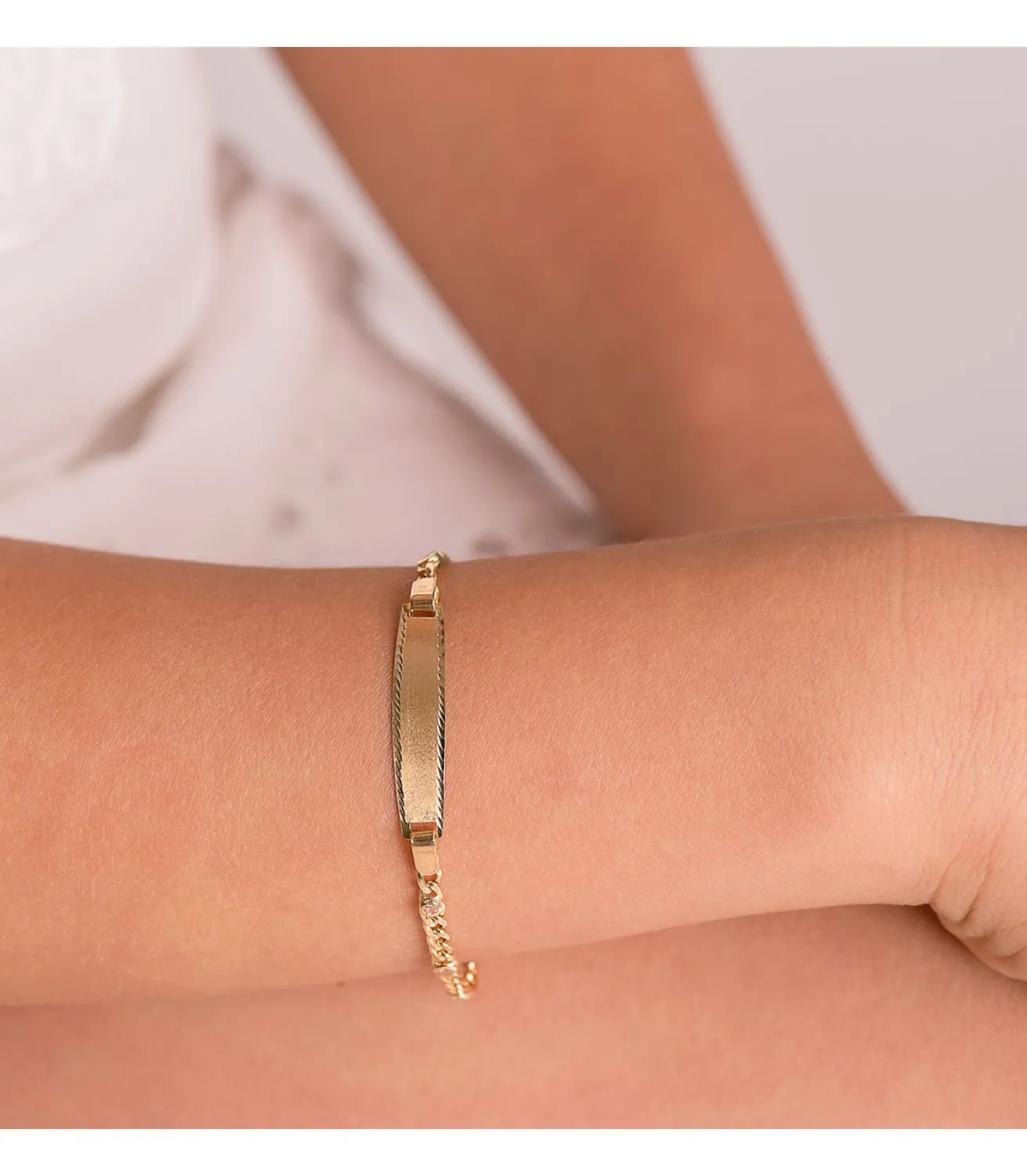 Esclava 1 Comunion Oro 18 K Eslabones Con Circonitas<Alda Joyeros Sale