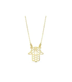 Gargantilla Hamsa Mano De Fatima Amulette 18 K<Alda Joyeros Clearance