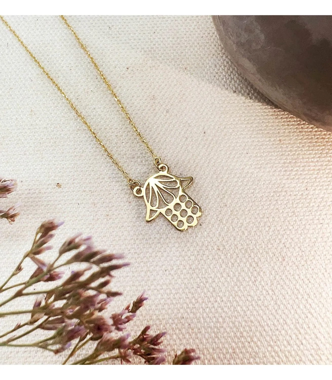 Gargantilla Hamsa Mano De Fatima Amulette 18 K<Alda Joyeros Clearance